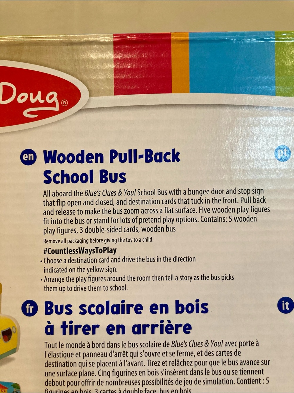 Melissa & Doug Blue's Clues & You Yellow Wooden Pull-Back School Bus Playset - Picture 8 of 15